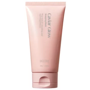 Delere Caviar Glow Wrapping Mask 100 ml – luksusowa maska okluzyjna z ekstraktem z kawioru w różowej tubie.
