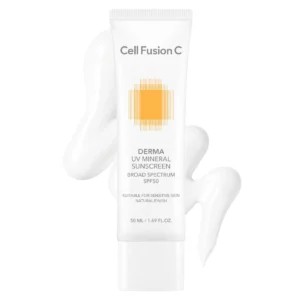Cell Fusion C Derma UV Mineral Sunscreen – krem z filtrem mineralnym o naturalnym wykończeniu, testowany dermatologicznie, polecany do wszystkich typów skóry.