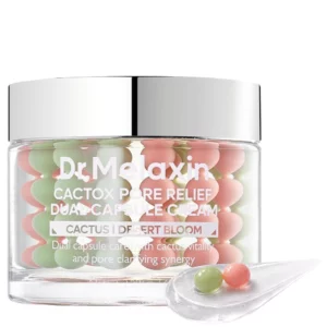 Dr. Melaxin Cactox Pore Relief Dual Capsule Cream – krem do twarzy z kapsułkami PDRN i ekstraktem z kaktusa, pielęgnacja porów i nawilżenie skóry, opakowanie 65 g.