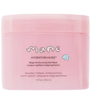 Opakowanie Mane Hydration Hugs™ Mega Moisturizing Hair Mask 236 ml – różowy słoik maski do intensywnego nawilżania i wygładzania włosów.