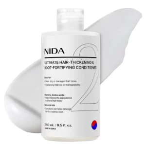 NIDA Ultimate Hair-Thickening & Root-Fortifying Conditioner 250 ml – odżywka zagęszczająca na białym tle.