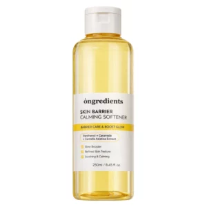Zdjęcie butelki Ongredients Skin Barrier Calming Softener 250 ml na białym tle, łagodzący tonik do twarzy wzmacniający barierę hydrolipidową skóry.