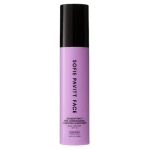 Sofie Pavitt Face Screentime Hydrating Sunscreen SPF 30 – lekki krem z filtrem SPF do twarzy, nawilżający i niekomedogenny, ochrona przed promieniowaniem UV.