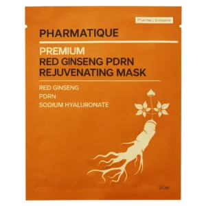Pharmatique Premium Red Ginseng PDRN Rejuvenating Mask – maska w płachcie z ekstraktem z czerwonego żeń-szenia, PDRN i kwasem hialuronowym, regeneracja i odżywienie skóry.