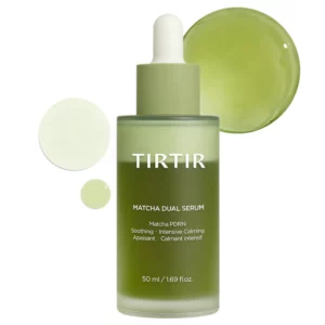 TIRTIR Matcha Dual Serum – serum do twarzy z matchą i PDRN, efekt kojenia i intensywnego nawilżenia, widoczna lekka tekstura