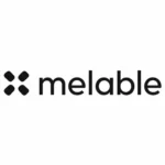 Melable logotyp firmy kosmetycznej na białym tle.