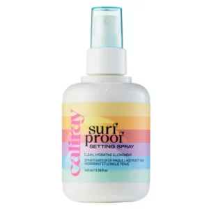 Spray utrwalający makijaż Caliray Surfproof, efekt glow na skórze, lekka mgiełka nawilżająca i wygładzająca.