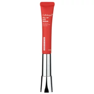 Cellology Fill Up Eye Serum serum pod oczy liftingujące packshot biały background metalowy aplikator kosmetyk do pielęgnacji skóry pod oczami.