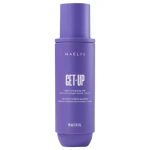 Butelka Maelys Get Up Daily Toning Body Milk na jasnym tle w minimalistycznej prezentacji.