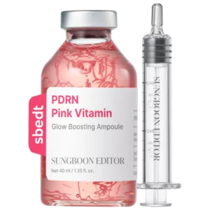 sungboon editor pdrn pink vitamin glow boosting ampoule opakowanie serum z pipetą różowa formuła glass skin efekt