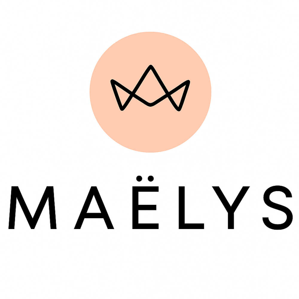 Logo Maëlys – minimalistyczna grafika z geometrycznym symbolem na jasnym tle