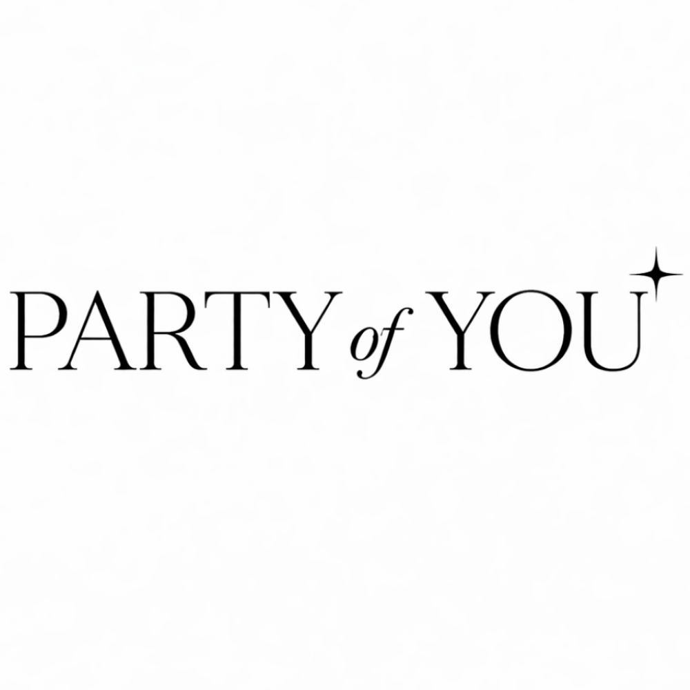 Logo Party of You – elegancka typografia z subtelną gwiazdką na jasnym tle