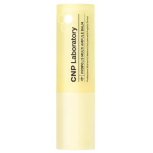 CNP Laboratory Propolis Multi Ampule Balm – propolisowy balsam w sztyfcie w jasnożółtym opakowaniu na białym tle.