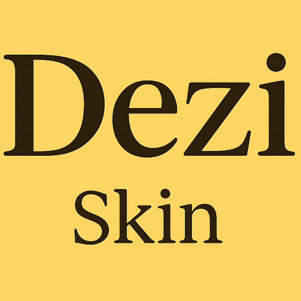 dezi skin logo złote tło minimalistyczne logo marki kosmetycznej premium napis dezi skin