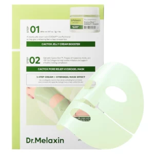 Dr.Melaxin Cactox Pore Relief Hydrogel Mask — zielona hydrożelowa maska do twarzy z jelly cream boosterem i efektem glass skin.