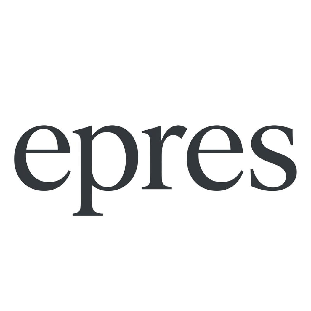 Minimalistyczne logo marki epres na jasnym tle w nowoczesnym, clean beauty stylu.