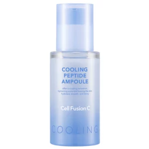 Cell Fusion C Cooling Peptide Ampoule – minimalistyczne opakowanie lekkiej ampułki z peptydami zapewniającej nawilżenie, komfort i efekt świeżej, gładkiej skóry.