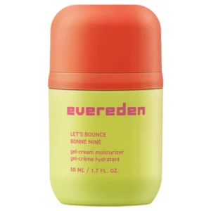 Na grafice znajduje się krem Evereden Let’s Bounce Gel-Cream Moisturizer w żółtym opakowaniu. Produkt ma lekką, nietłustą formułę, został stworzony z myślą o cerze tłustej i skłonnej do niedoskonałości oraz wspiera komfort skóry nastolatków.