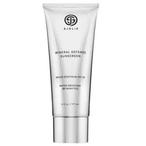 Sjolie Mineral Defense Sunscreen SPF 30 – mineralny krem przeciwsłoneczny SPF 30 w srebrnej tubie, odpowiedni do codziennej ochrony skóry twarzy i ciała.