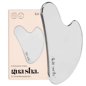Srebrny masażer gua sha Kitsch ze stali nierdzewnej do masażu twarzy