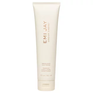 Opakowanie Emi Jay Dream Creme Indulgent Hair Mask w kremowej tubie o pojemności 150 ml na białym tle.