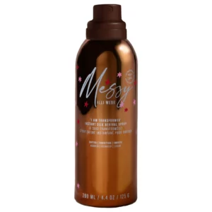 Spray do włosów Messy by Alli Webb Instant Silk Revival Spray w brązowym opakowaniu o pojemności 200 ml.