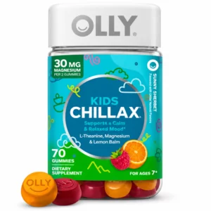 OLLY Kids Chillax - żelki dla dzieci z L-teaniną, magnezem i melisą, smak Sunny Sherbet, 70 sztuk.