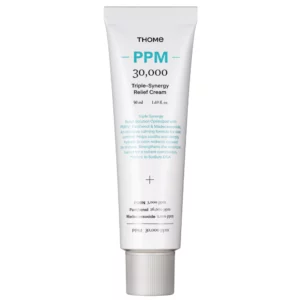 THOME PPM 30,000 Triple-Synergy Relief Cream 50 ml w białej tubce na jasnym tle.