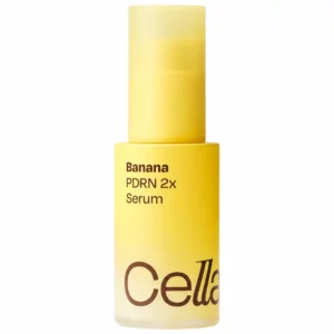 Na zdjęciu znajduje się Celladix Banana PDRN 2X Serum w żółtej butelce, przedstawione na białym tle.