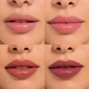 Ciele Lip & Protect SPF 60+ – zestawienie czterech odcieni pomadki na ustach: chłodny nude Puzzle, klasyczny róż Loulou, ciepły brąz Saddle i głęboki jagodowo-mauve Bonnie.