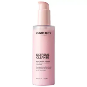 Na zdjęciu znajduje się pełnowymiarowe opakowanie iNNBEAUTY PROJECT Extreme Cleanse Milky Micellar Cleanser 170 ml z pompką na białym tle.