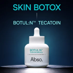 Start 51 Abso. BOTUL:N Tecatoin Ampoule - serum do pielęgnacji skóry w białej butelce z pipetą, na ciemnym tle z napisem „Skin Botox”.