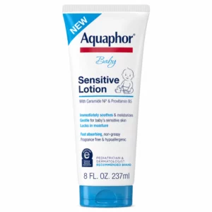 Start 45 Aquaphor Baby Sensitive Lotion - delikatny balsam nawilżający dla wrażliwej skóry dziecka z ceramidem NP i prowitaminą B5, 237 ml.