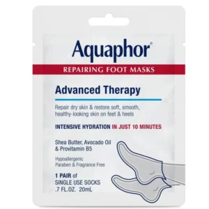 Start 56 Aquaphor Repairing Foot Masks - jednorazowe skarpetki pielęgnacyjne do suchych stóp i pięt, zapewniające intensywne nawilżenie w 10 minut.