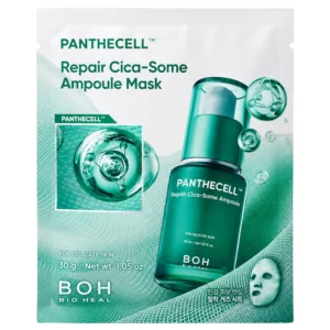 BIOHEAL BOH Panthecell Repair Cica-Some Ampoule Mask 30 g - koreańska kojąca maska ampułkowa z Cica w zielono-białym opakowaniu.