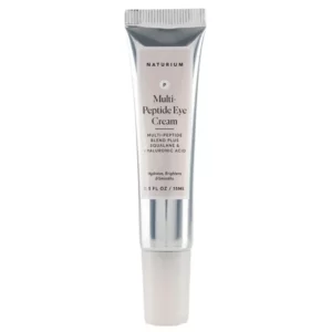 Start 46 Naturium Multi-Peptide Eye Cream 15 ml - wielopeptydowy krem pod oczy w srebrnej tubce na białym tle.