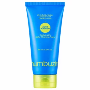Numbuzin No.0 Zero Blemish Clarifying 2% Sulfur Cleansing Foam - oczyszczająca pianka z 2% siarką na białym tle.