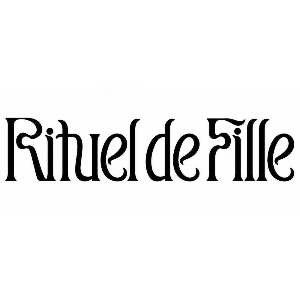 Logo Rituel de Fille – czarne, stylizowane logo marki Rituel de Fille na czystym białym tle.