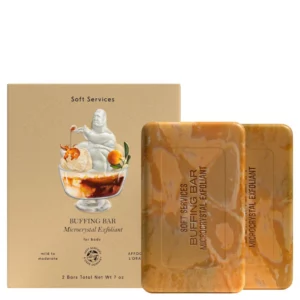 Start 46 Soft Services Affogato L'Orange Buffing Bar - mikrokrystaliczna kostka peelingująca do ciała otoczona nutami zapachowymi wanilii, kremu kokosowego, świeżego espresso i włoskich owoców cytrusowych.
