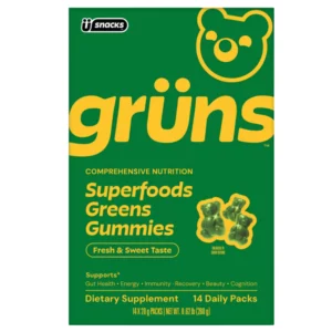 Start 48 Gruns Superfoods Greens Gummies pyszne żelki na wsparcie dnia.