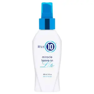 Start 165 It's a 10 Miracle Leave-In Lite 120 ml - lekka odżywka bez spłukiwania do włosów cienkich i pozbawionych objętości. Biała butelka z niebieskim atomizerem na białym tle.
